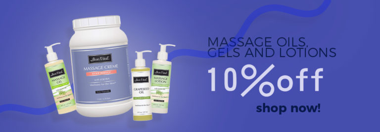10% OFF on all our massage oils, gels, lotions, balms and creams