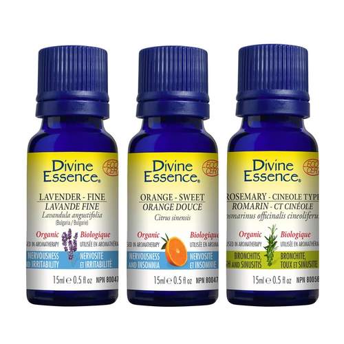 Delightful Essential Oil Trio: Lavender, Sweet Orange and Rosemary Organic DIVINE ESSENCE